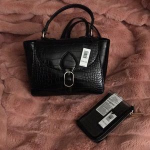 Black croc embossed purse, cardholder, pouch, NWT